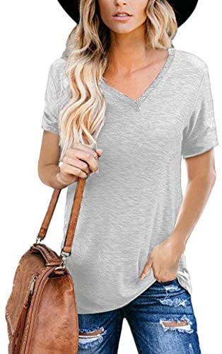 Women's Short Sleeve Shirts V Neck Summer Casual T Shirts Tops
