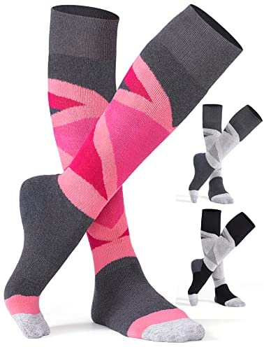 CS CELERSPORT 2/3 Pack Women's Ski Socks with Full Cushion, Wool Winter Warm Socks for Skiing Snowboarding