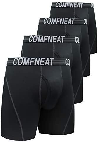 Men's Sport Boxer Briefs Performance Underwear with Fly 4-Pack