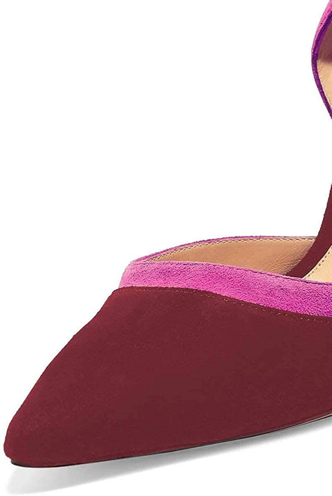FSJ Women Elegent Pointed Toe Faux Suede Office Dorsay Pumps High Heels Slip on Dress Shoes Size 4-15 US