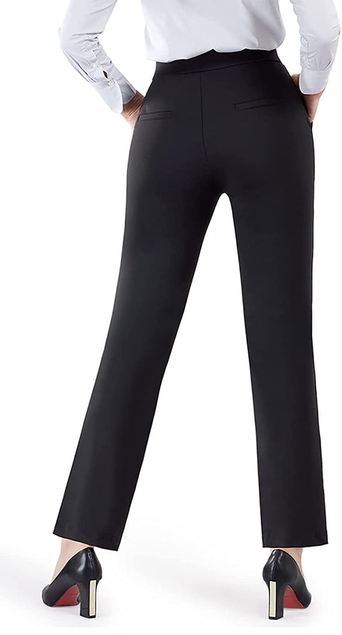 Yoga Dress Pants for Women Straight Leg Stretch Pull-on Work Pant with Pockets