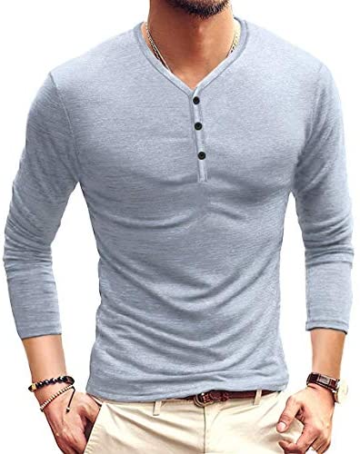 Mens Casual Slim Fit Basic  Short/Long Sleeve Cotton T-Shirt