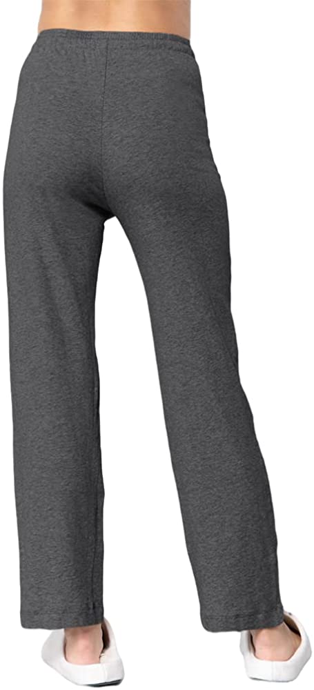 Womens Cotton Sweatpants Workout Yoga Straight Leg Leggings Lightweight Loose Fit Pajama Pants with Pockets