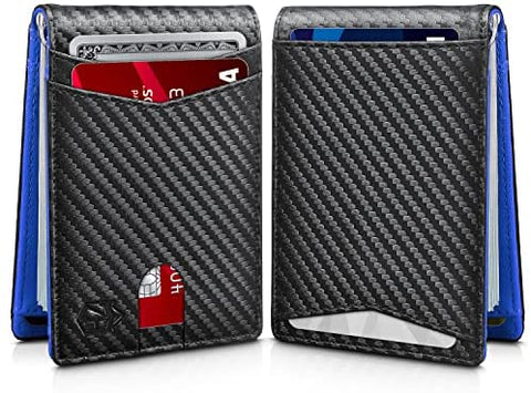 Zitahli RFID Wallet for Men, 14 Cards Slim Mens Wallet with Money Clip Front Pocket Wallet Bifold Leather Minimalist Credit Card Holder for Men with Gift Box and ID Window