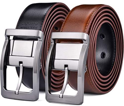 Belts for Men Reversible Leather 1.25” Waist Strap Fashion Dress Buckle Beltox