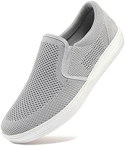 konhill Men's Slip on Fashion Sneaker - Classic Breathable Knit Loafers Skate Shoes
