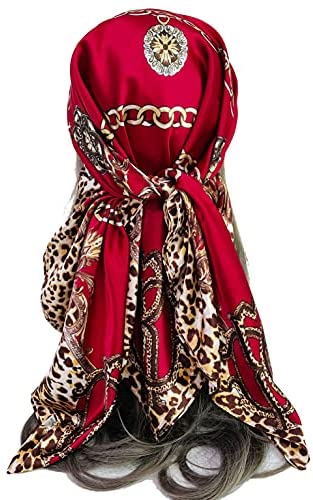 YMXHHB Silk Like Scarf Neck Scarves Women’s Large Square Satin Hair Scarf 35 x 35 inches