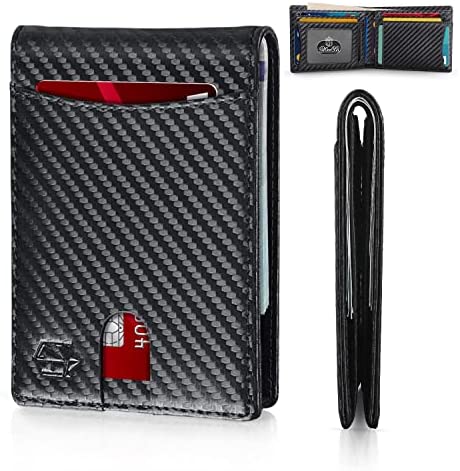 Zitahli Slim RFID Wallet for Men with Bill Pocket, Bifold Mens Wallet Front Pocket Wallet Leather Minimalist Credit Card Holder for Men with Gift Box and ID Window
