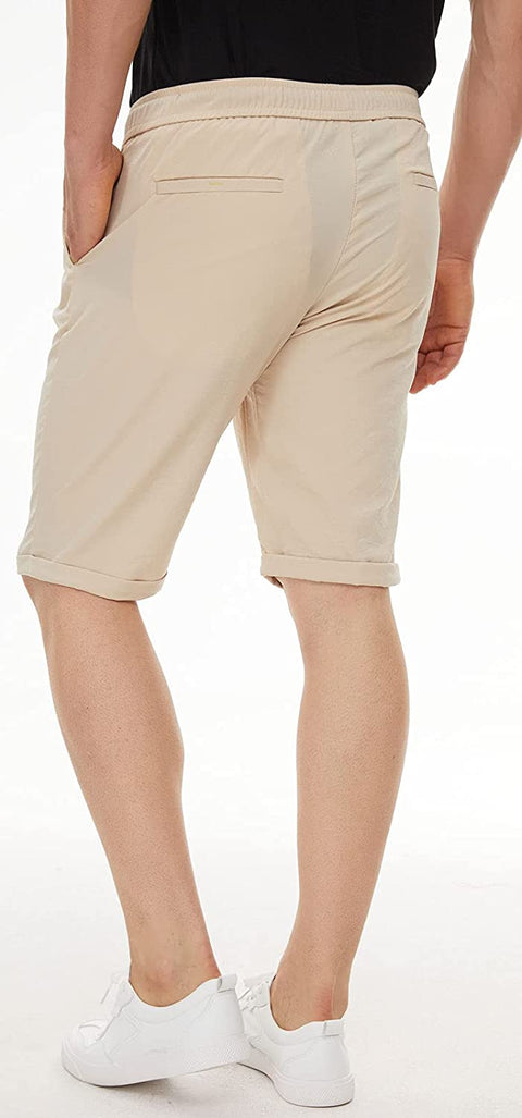 Men's Linen Like Shorts Seersucker Shorts with Drawstring