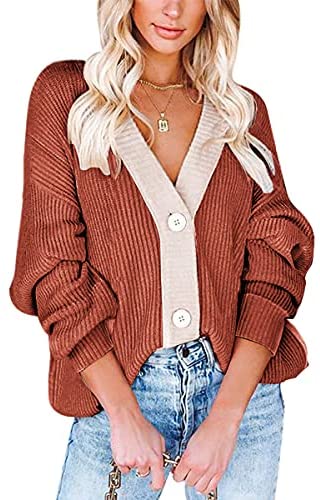 Women Button Cardigan Sweater Long Sleeve Chunky Oversized Fall Tunic Sweaters