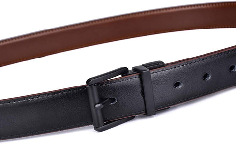 Beltox Men’s Belt Dress Casual Reversible Leather 1.1” w Roller Buckle Rotated