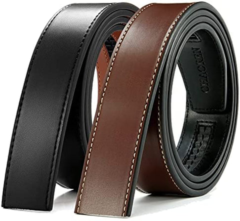 CHAOREN Ratchet Belt Replacement Strap 1 3/8”, Genuine Leather Belt Casual for 40MM Slide Click Buckle