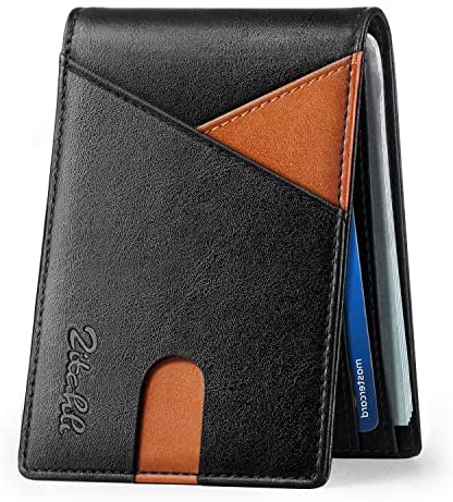 Zitahli Mens Slim Wallet with Bill Pockets RFID-blocking Leather Bifold Wallets