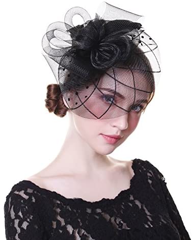 AWAYTR Fascinator Hat Mesh Flower Headwear Tea Party Hats for Woman Mesh Derby Church Cap