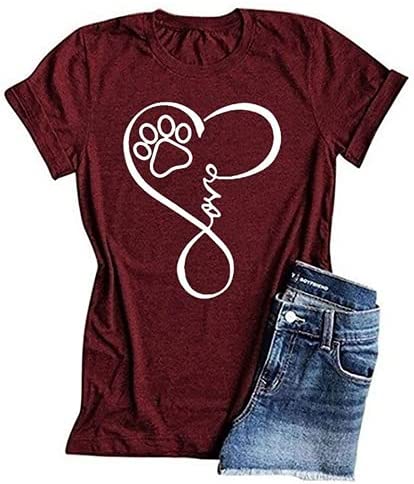 Ruanyu Womens Graphic Letter Print Shirt Crew Neck Summer Short Sleeve Pullover Loose Fit Cute Casual Tee Tops Blouses