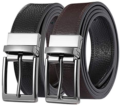Men's Belt, CIEORA Leather Reversible Belt for Mens Dress Casual Work 1 3/8" Wide with Gift Box(One Piece)