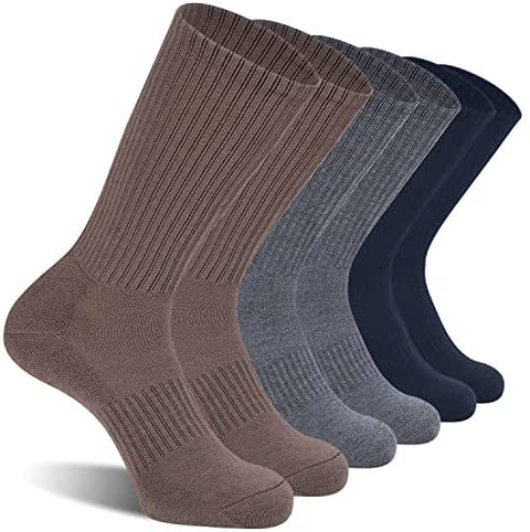 CS CELERSPORT 6 Pack Men's Cushioned Crew Socks Athletic Work Boot Socks