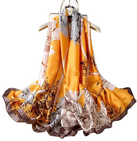 YMXHHB Fashion Scarves Scarf 100% Silk Feeling Scarf Silk Like Scarves Long Lightweight Sunscreen Shawls for Women