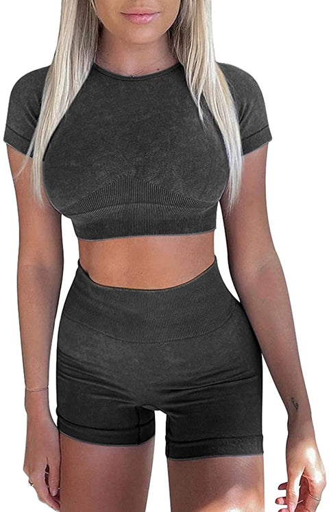 Women's 2 Piece Yoga Sportwear Crop Top Sets