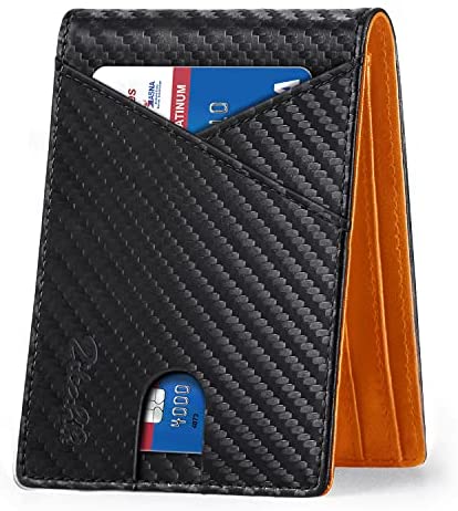 Zitahli Mens Slim Wallet with Bill Pockets RFID-blocking Leather Bifold Wallets