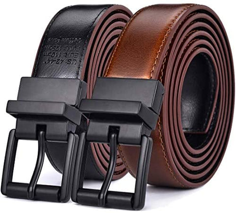 Beltox Men’s Belt Dress Casual Reversible Leather 1.1” w Roller Buckle Rotated