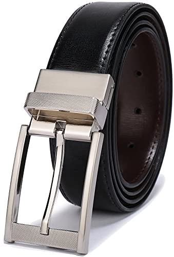 Belts for Men Reversible Leather 1.25” Waist Strap Fashion Dress Buckle Beltox