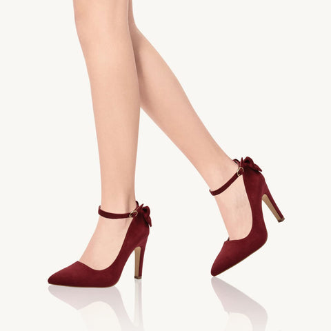 katliu Women's Pointed Toe High Heels Pumps Stiletto Ankle Strap Bow Tie Party Wedding Dressy Pumps Shoes
