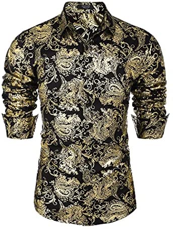Men's Luxury Design Shirts Floral Dress Shirt Casual Button Down Shirts