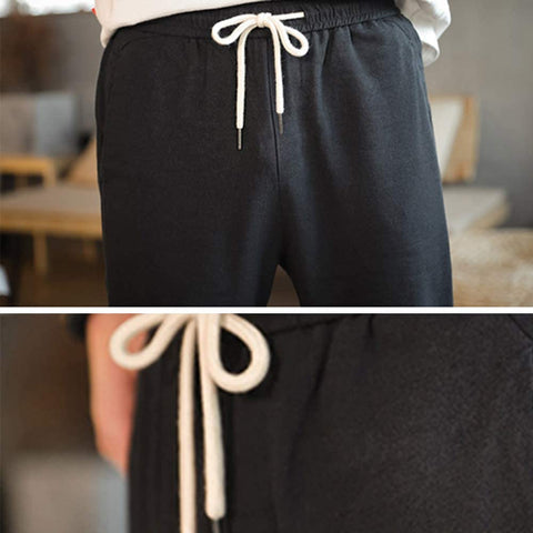 Men's Cotton Linen Casual Slim Straight Leg Pants