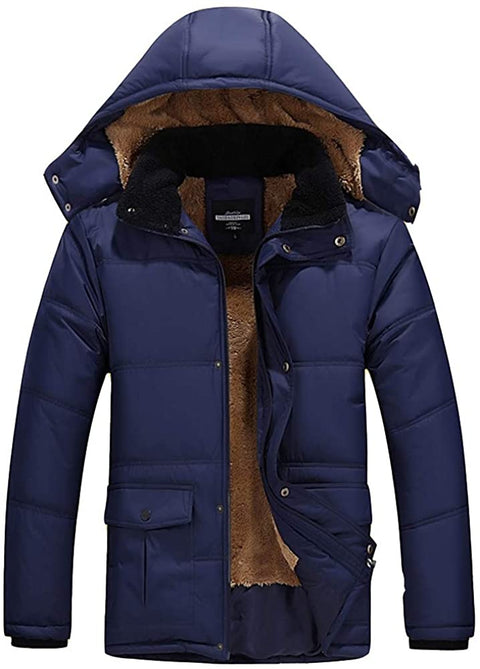 Men's Inner Fleeced Insulated Full Zip Up Puffer Jackets