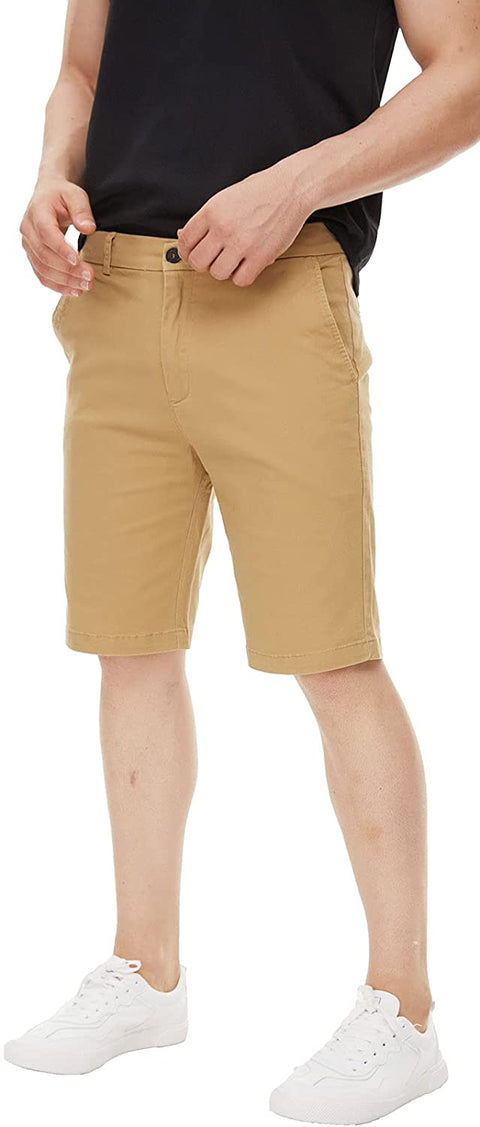 Men's Khaki Shorts Slim Fit Chino Shorts 9 inch Inseam