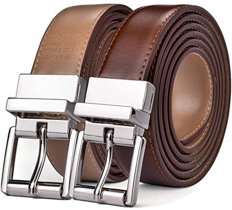 Beltox Men’s Belt Dress Casual Reversible Leather 1.1” w Roller Buckle Rotated