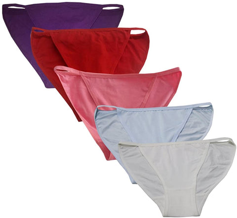 YOYI FASHION Womens Soft Cotton Black Low Rise String Bikini Underwear Lingerie Multi Packs