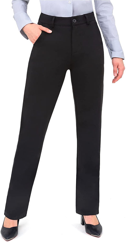 Work Pants for Women Yoga Dress Pants Straight Leg Stretch Work Pant with Pockets