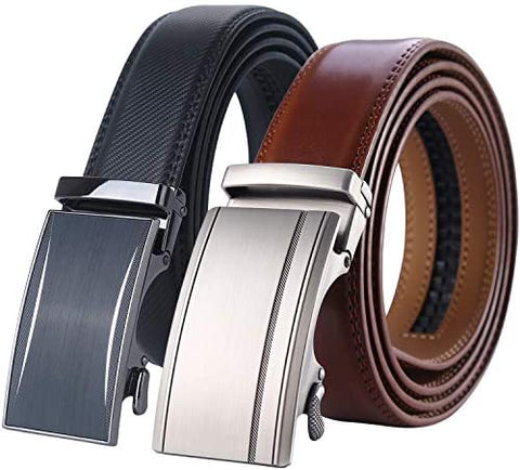 Lavemi Men's Real Leather Ratchet Dress Belt with Automatic Buckle,Elegant Gift Box