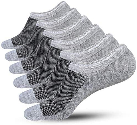 Men's 6 Pairs Cotton No Show Socks Heel Non Slip for Slip On Sneaker Loafer