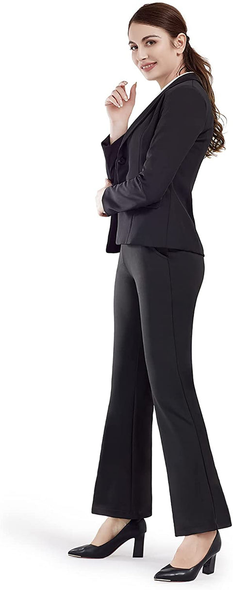 Yoga Dress Pants for Women Bootcut Stretch Work Pants Pull-on Bootleg Pants with Pockets