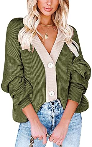 Women Button Cardigan Sweater Long Sleeve Chunky Oversized Fall Tunic Sweaters