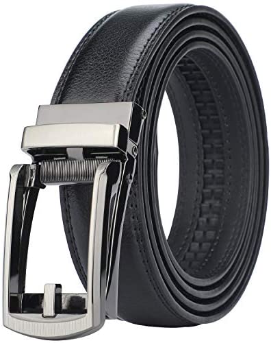 HIMI Men's Comfort Genuine Leather Ratchet Dress Belt with Automatic Click Buckle