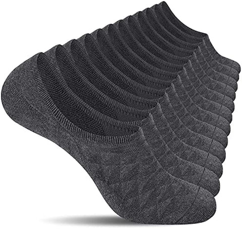 CS 6 Pairs Mens No Show Socks with Cushion Low Cut Invisible Non Slip Socks