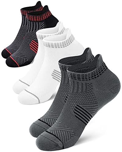 PAPLUS Ankle Compression Socks 3 Pairs for Men and Women, Low Cut Running Athletic Socks with Arch Support
