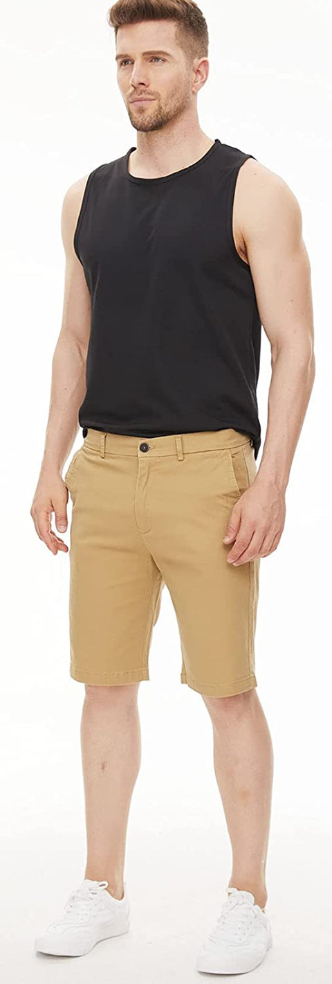 Men's Khaki Shorts Slim Fit Chino Shorts 9 inch Inseam