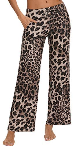 Pajama Pants for Women High Waist Yoga Pants Drawstring Palazzo Lounge Pants Wide Leg Sleep Bottoms S-XXL
