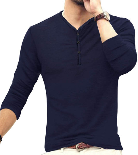 Mens Casual Slim Fit Basic  Short/Long Sleeve Cotton T-Shirt