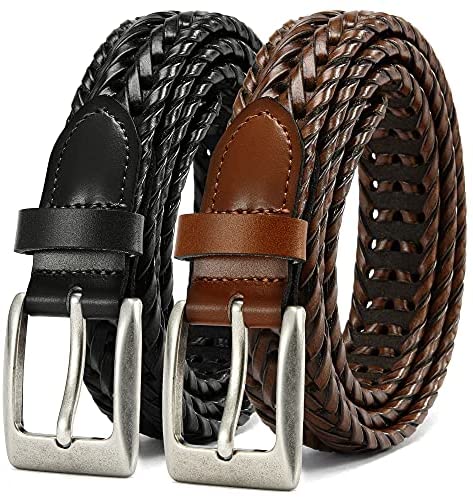 Mens Braided Belt, Braided Leather Belts for Men 1 1/8", CHAOREN Woven Belt Dress and Casual in Gift Box