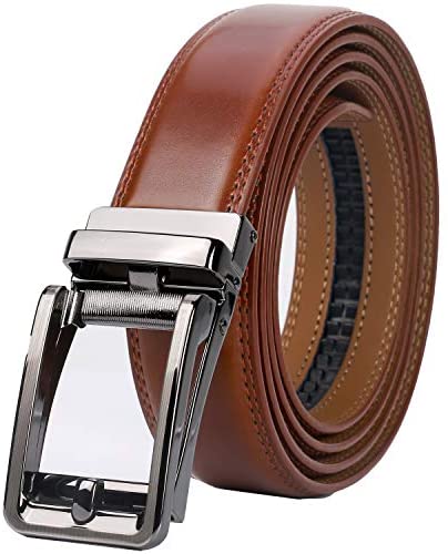 Lavemi Men's Real Leather Ratchet Dress Belt with Automatic Buckle,Elegant Gift Box