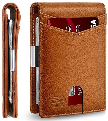 Zitahli Wallet for Men, Larger Capacity with 12 Slots RFID Blocking Slim Minimalist Bifold Front Pocket Wallet for Men with ID Window Gift Box