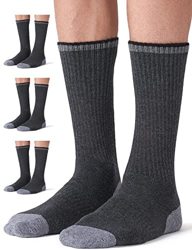 CS CELERSPORT 4 Pair Men's Merino Wool Hiking Socks Warm Boot Socks with Full Cushion Thermal Crew Socks