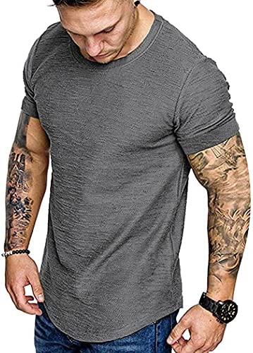 Men Muscle Workout T Shirt Gym Bodybuilding Active Short Sleeve Tee Top