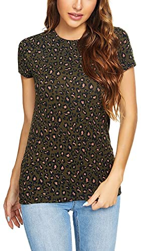 Women's Crewneck Slim Fitted Short Sleeve T-Shirt Stretchy Bodycon Basic Tee Tops